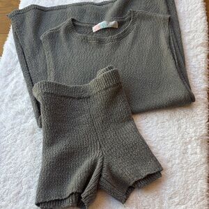 Ribbed Knit Women’s Bike set  in Gray